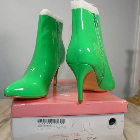 Allegra K Shoes Sexy 3 3 Stiletto Heel Zipper Ankle Boots Bootie Bright Green 9m Poshmark
